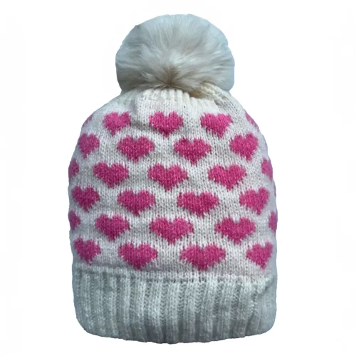 Gorro corazón con piel y pompon